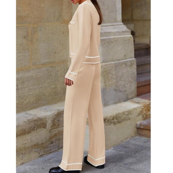 ZESICA Knit Two‑Piece Lounge Set – Sweater Top & Wide‑Leg Pants – M NWT - Picture 5 of 10